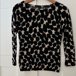 J. Crew Black and Cream Polka Dot Sweater